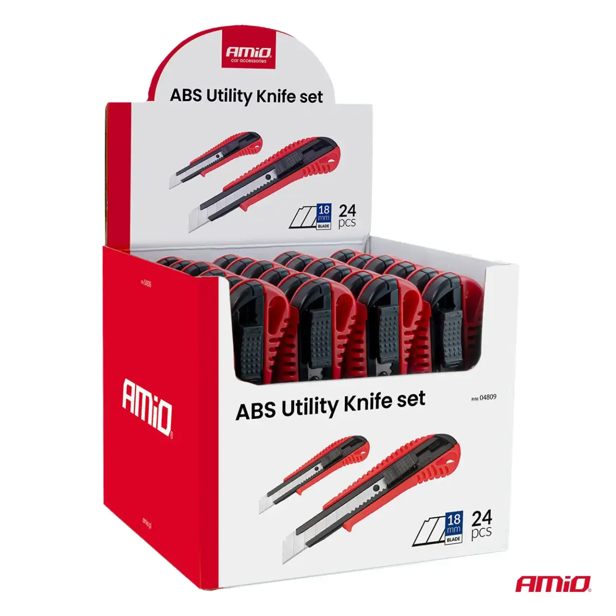 ABS Utility Knife set 100x18x0,5mm 24szt. box AMIO-04809