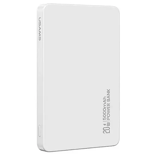 USAMS CY Series 5KCD23103 (US-CD231) ārējais akumulators (powerbank) | 5000 mAh | 20W | balts