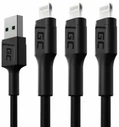 Green Cell data transfer and charging cable | USB-A to Lightning | 2m | white | 3-pack