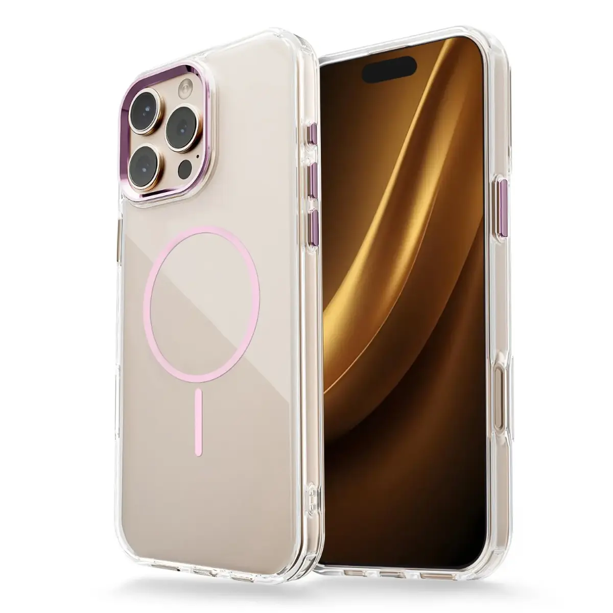 Clear Thin Mag case for iPhone 16 6,1" pink