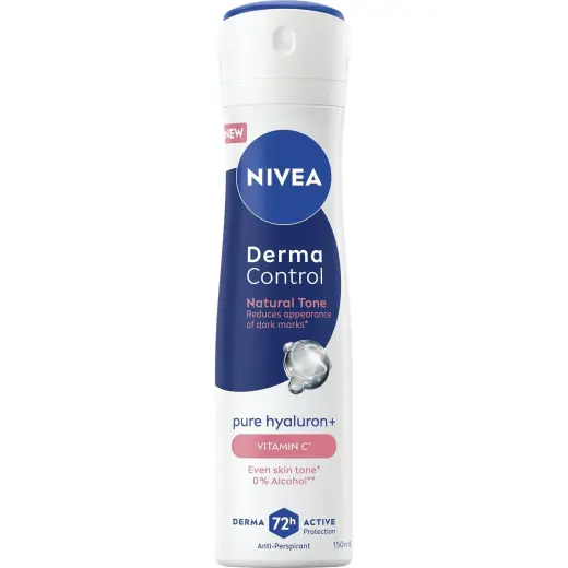 NIVEA, Deodorante, Derma Control Natural Tone Women's Antiperspirant 72h Protection Spray (Getto Vaporizzato, 150ml)