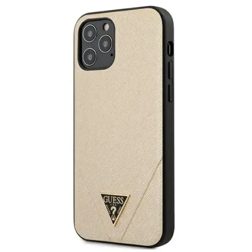 Guess GUHCP12LVSATMLLG Saffiano V Stitch cover for Apple iPhone 12 Pro Max gold