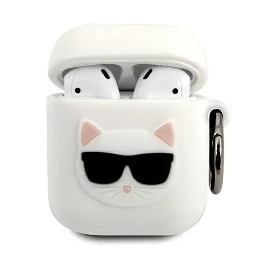 KLACA2SILCHWH Karl Lagerfeld Choupette Head Silicone Case for Airpods 1|2 White