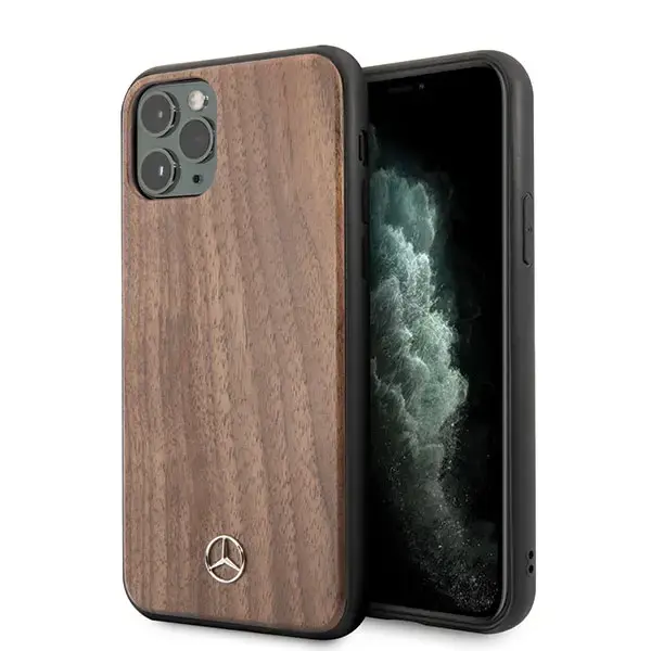 Mercedes MEHCN58VWOLB iPhone 11 Pro hard case brązowy|brown Wood Line Walnut