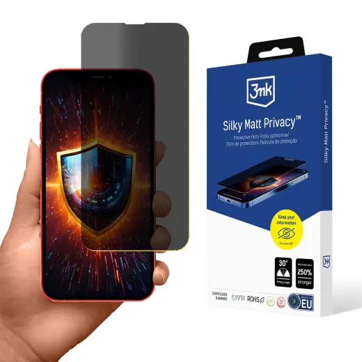 3mk Silky Matt Privacy aizsargplēve telefona ekrānam iPhone 13 (privātuma efekts)