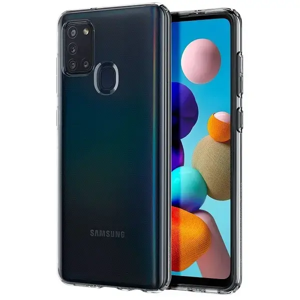 Spigen Liquid Crystal ümbris Samsung Galaxy A21s jaoks, must
