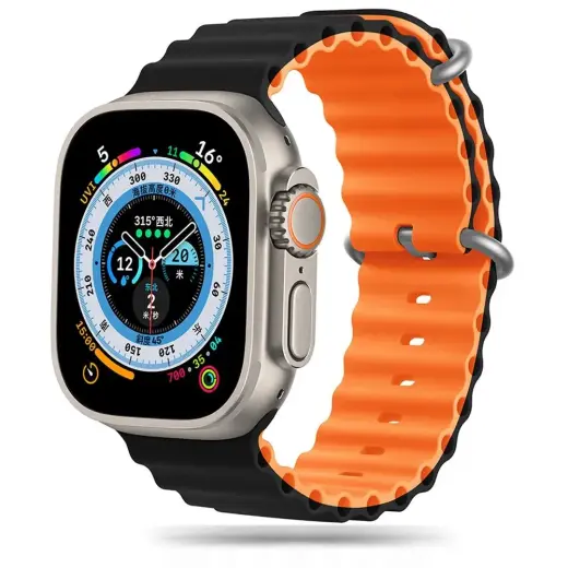 Tech-Protect IconBand Pro išmaniojo laikrodžio dirželis Apple Watch 4/5/6/7/8/9/SE/Ultra 1/2 (42/44/45/49 mm) | plastikas | oranžinis/juodas