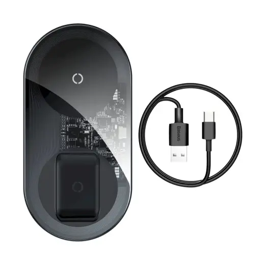 Baseus Simple Pro 2in1 Wireless Charger Qi Charger for Smartphones and AirPods 15W transparent (WXJK-CB02)