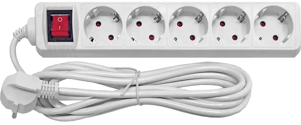 Pagarinātājs 5-vietīgs 5m a/z un slēdzi pievadvads 3Gx1.0mm