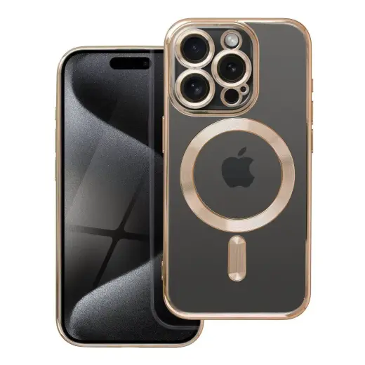 Electro Mag telefono dėklas su MagSafe palaikymu iPhone 15 Pro auksinis