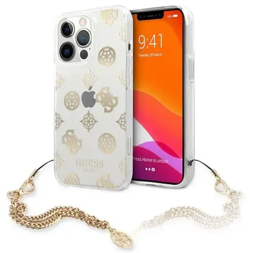 Guess GUHCP13XKSPEGO iPhone 13 Pro Max 6,7" złoty|gold hardcase Peony Chain Collection