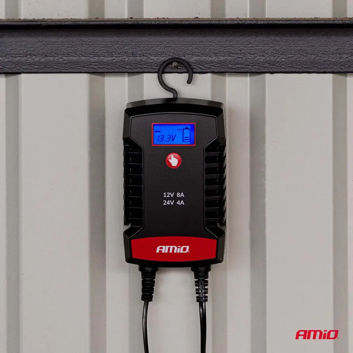 Digital battery charger AGM GEL STD LiFePo4 MAX 8A 12/24V PRO HOOK AMIO-04533