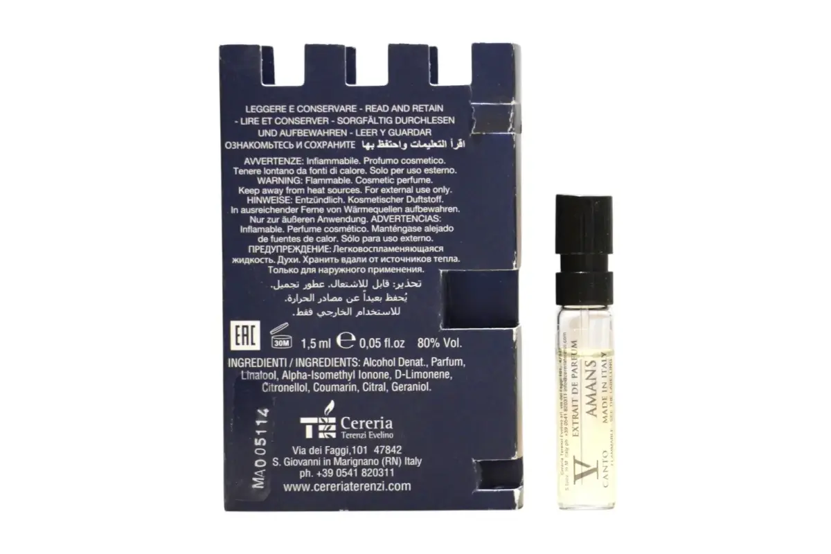 V Canto Amans, Extrait De Parfum, Unisex, 1.5 ml Vial