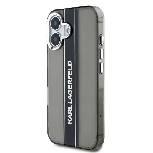 Karl Lagerfeld IML Stripe Logo Case for iPhone 16 Black