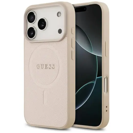 Etui Guess Saffiano Classic Logo MagSafe  do iPhone 17 Pro różowy