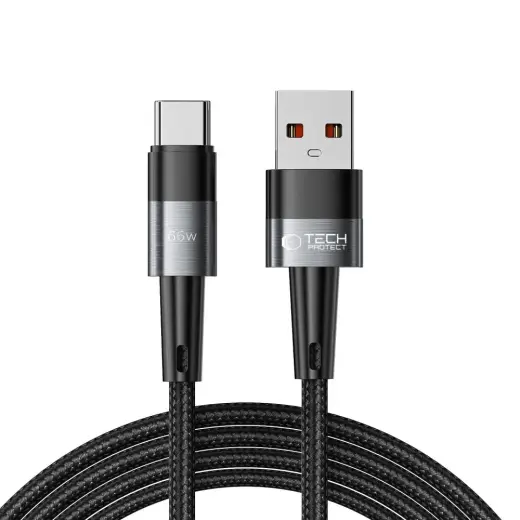Tech-Protect UltraBoost datu pārraides un uzlādes vads | USB-A uz USB-C | 66W | 2m | pelēks