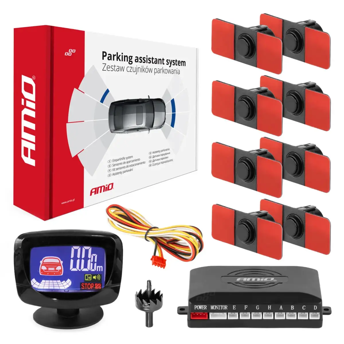 Parking assistant system LED-GRAF 8 sensor black inside mount 16,5mm