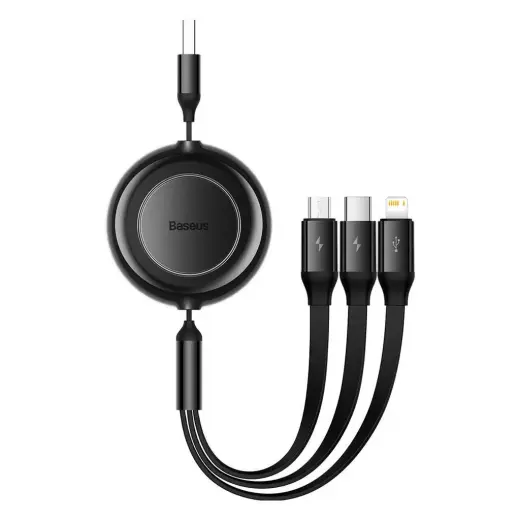 Baseus Bright Mirror 2 3-in-1 data transfer and charging cable | USB-A to Micro USB, Lightning, USB-C | 17.5W | 1.1m | black