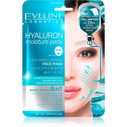 Eveline Hyaluron Moisture Pack Face Mask Ultra Moisturizer 1 Pc
