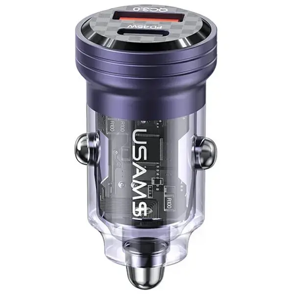 USAMS C35 CC175 automašīnas lādētājs | 45W | USB-A, USB-C | violets