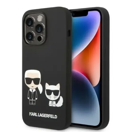 Karl Lagerfeld KLHMP14XSSKCK iPhone 14 Pro Max 6,7" hardcase czarny|black Liquid Silicone Karl & Choupette Magsafe