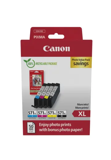 Tintes kasetņu komplekts Canon CLI-571XL 0332C006 melna/ciāna/fuksīna/dzeltena 4 gab.