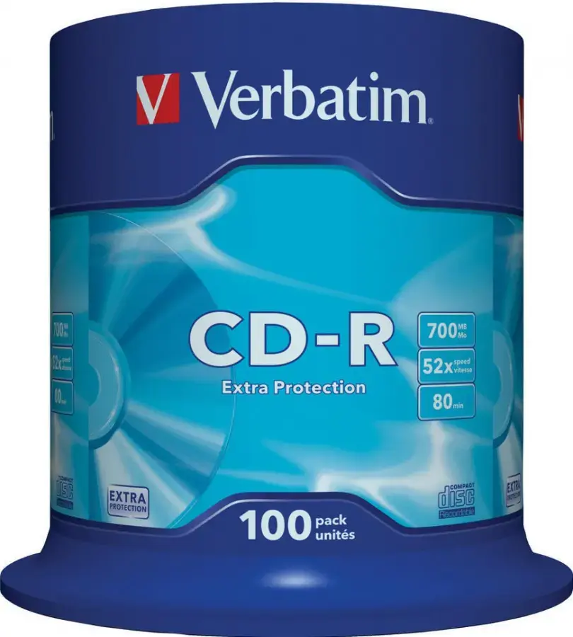 Verbatim CD-R disks 700MB 1x-52x, 100 disku iepakojums, 1x-52x, 1x100x
