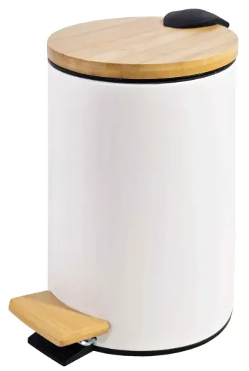 Pedāļspainis 3L balts, ar bambusa vāku, soft close