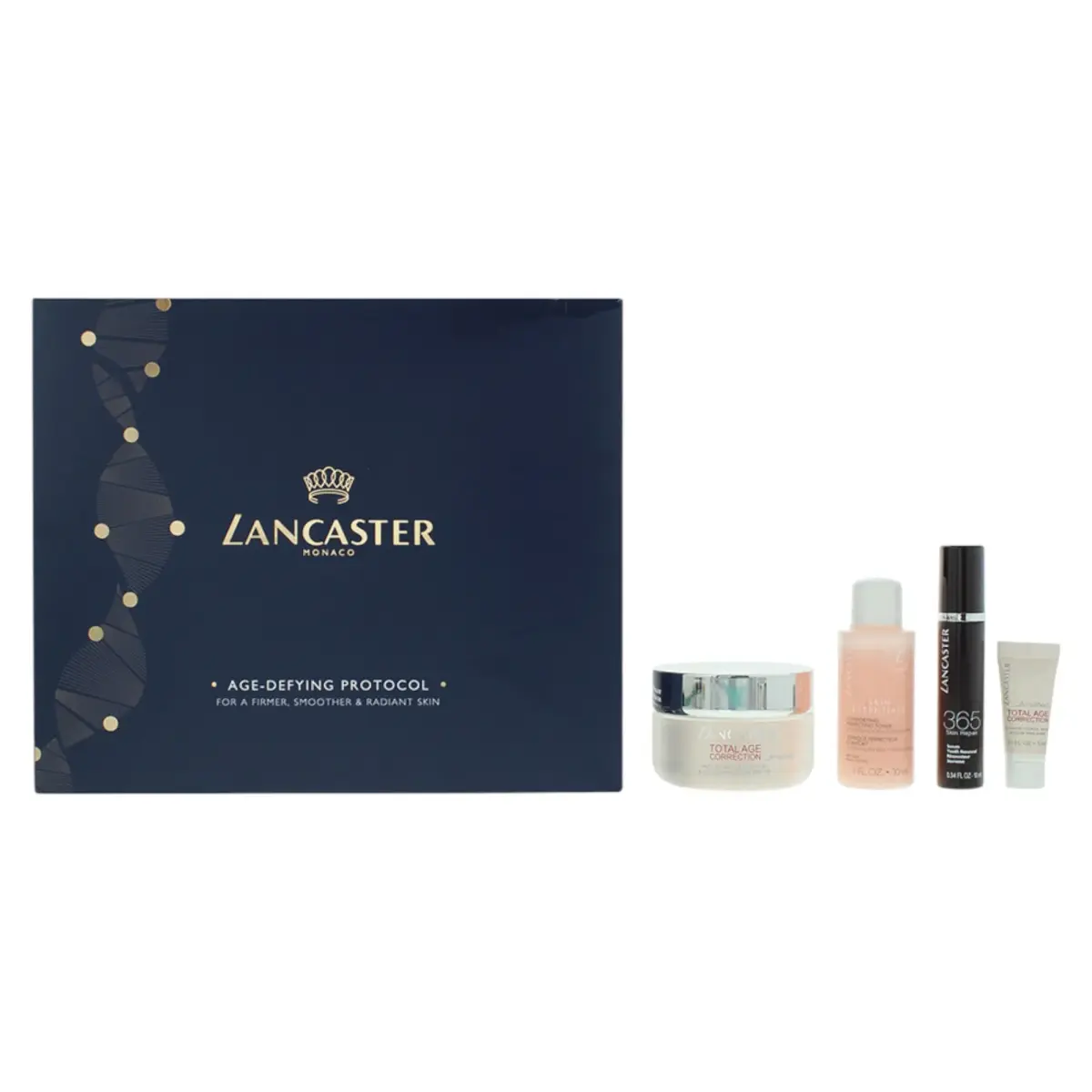 Set Lancaster: Skin Essentials, Hydration, Cleansing Toner, 30 ml + Total Age Correction, Anti Aging, Day, Cream, For Face, 15 SPF, 50 ml + Total Age Correction, Lightens skin, Serum, For Face, 3 ml + Total Age Correction, Anti Aging, Serum, For Face, 10 ml