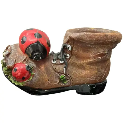 Garden decor Ladybug on a boot, 20x10x12cm
