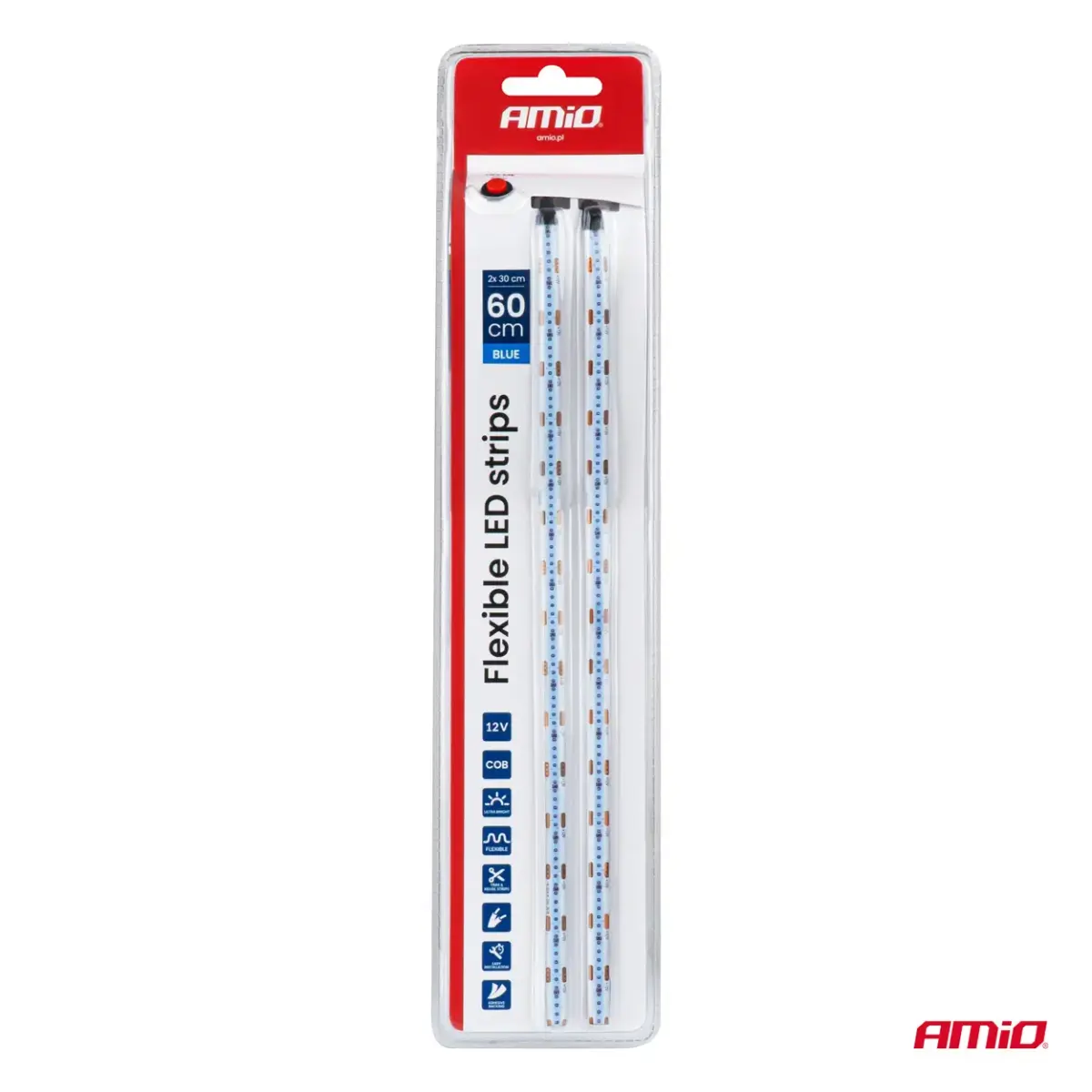 Flexible LED COB strips, blue 2x30 cm 12 V AMIO-04571