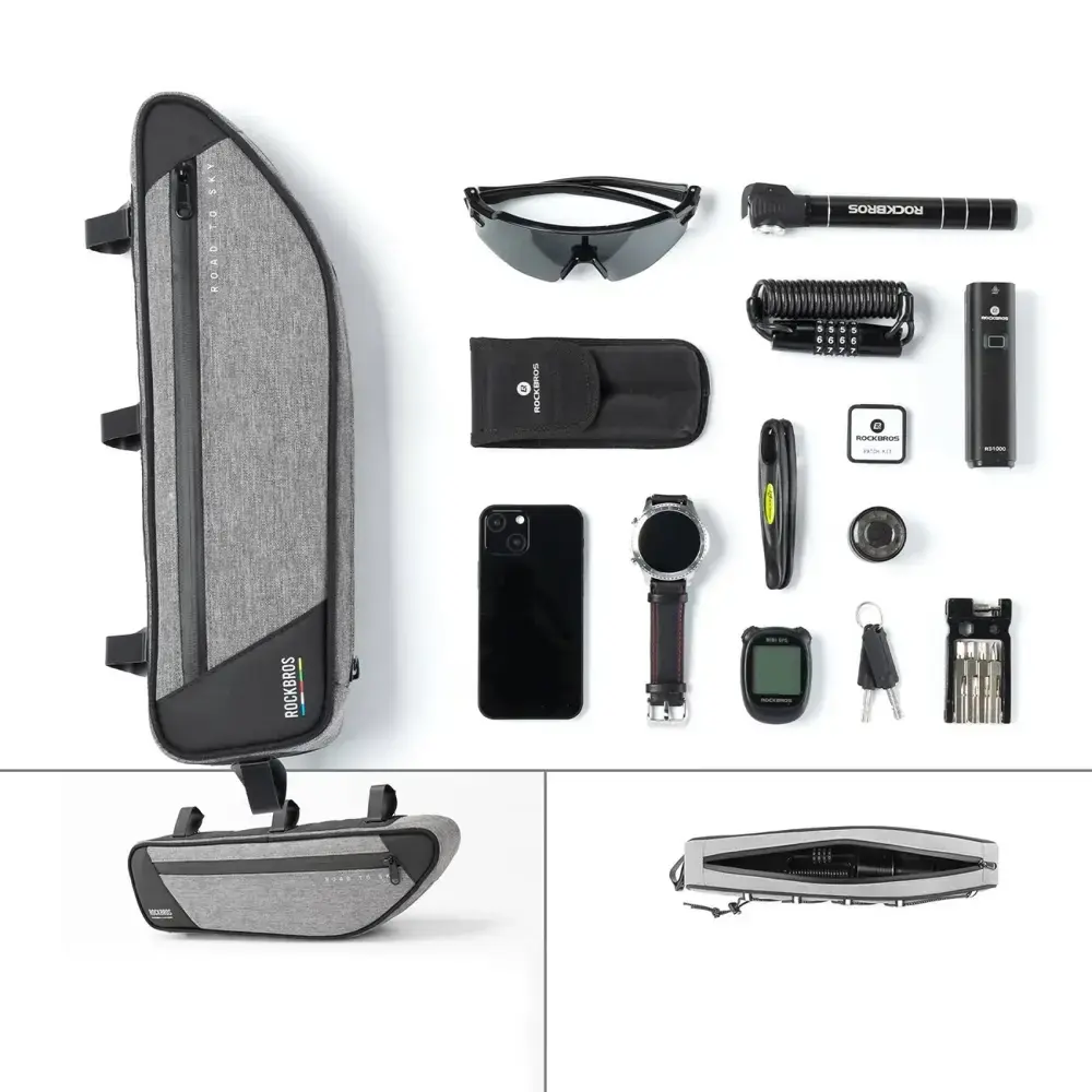 Torba pod ramę 2L Rockbros TL003 ROAD TO SKY wodoodporna – szara