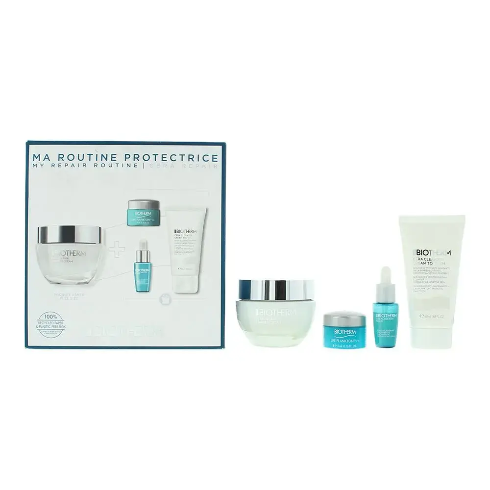 Set Biotherm: Life Plankton, Anti-Ageing, Morning & Evening, Eye Cream, 5 ml + Life Plankton Elixir, Regenerating, Day & Night, Serum, For Face, 7 ml + Cera Repair, Barrier Repair, Cream, For Face, 50 ml + Cera, Eliminates Impurities, Cleansing Foaming Cream, 50 ml