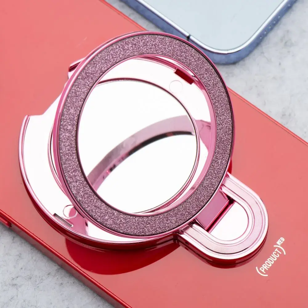 Phone stand CIRCLE MIRROR - stick-on - pink