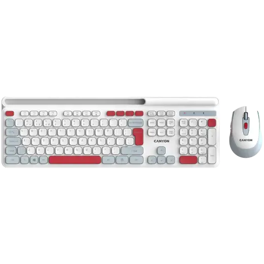 CANYON HSET-W5 EN Keyboard+Mouse AAA+AA Wireless White