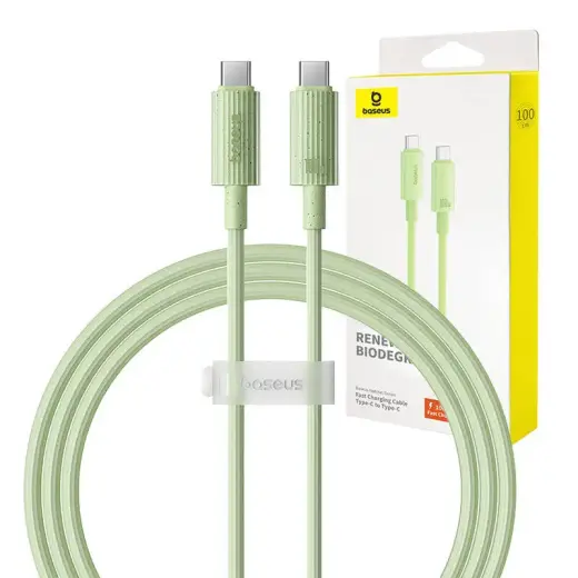 Baseus Habitat Series datu pārraides un uzlādes vads | USB-C uz USB-C | 100W | 1m | zaļš