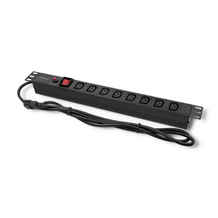 Qoltec power strip for RACK 19" | 1U | 10A | PDU | CB | 8xIEC C13 | 2m