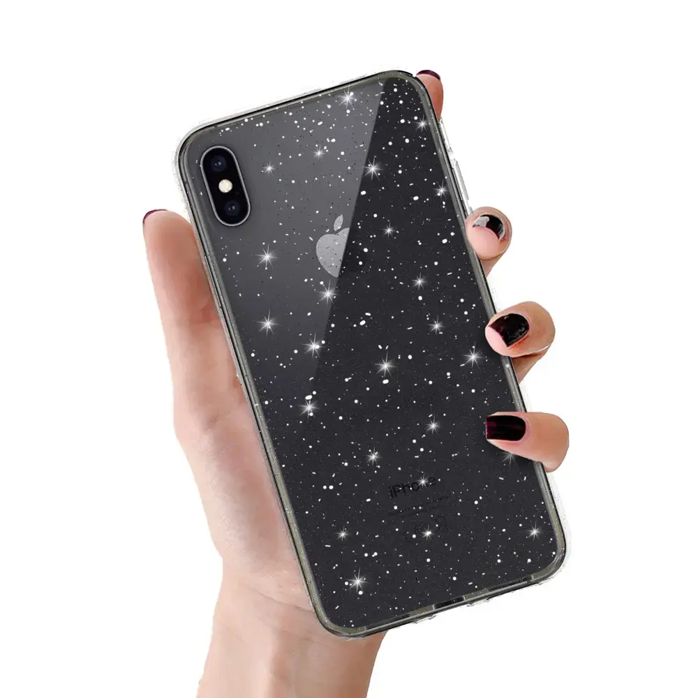 Crystal Glitter maciņš telefonam iPhone X | iPhone XS sudraba krāsā