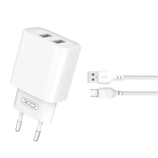 XO CE02C tīkla lādētājs | 10.5W | USB-A | ar Micro USB vadu komplektā | balts