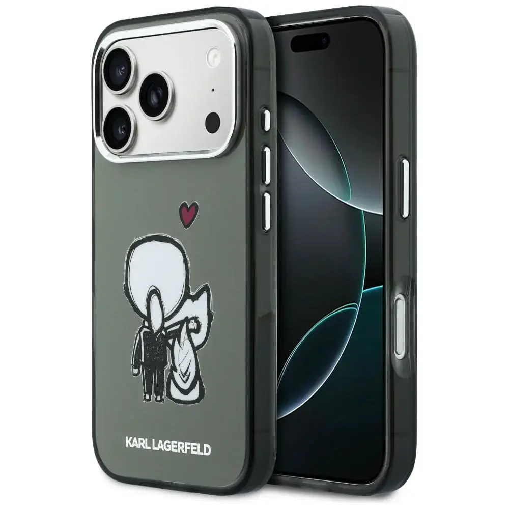 Karl Lagerfeld Karl & Choupette maciņš ar MagSafe atbalstu telefonam iPhone 17 Pro melns