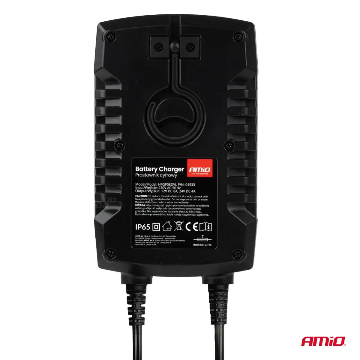 Digital battery charger AGM GEL STD LiFePo4 MAX 8A 12/24V PRO HOOK AMIO-04533