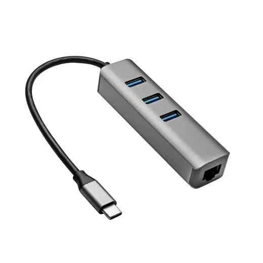 Концентратор AK-AD-66 USB type C - USB 3.0 3-портовый + Ethernet
