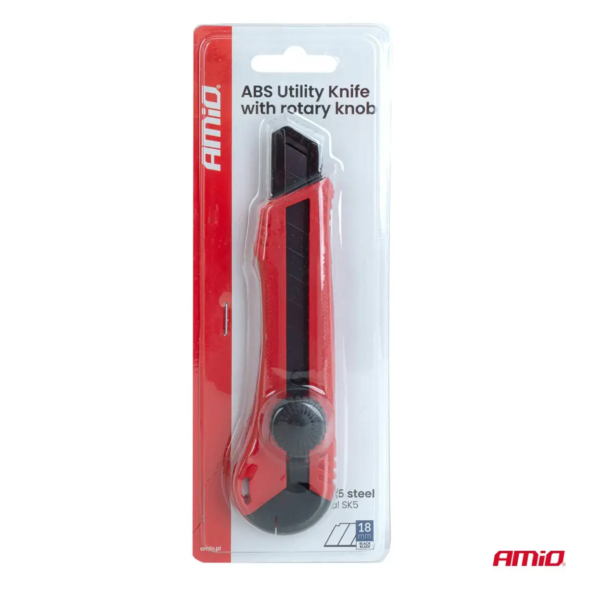 ABS Utility Knife with rotary knob 100x18x0,5mm AMIO-04813