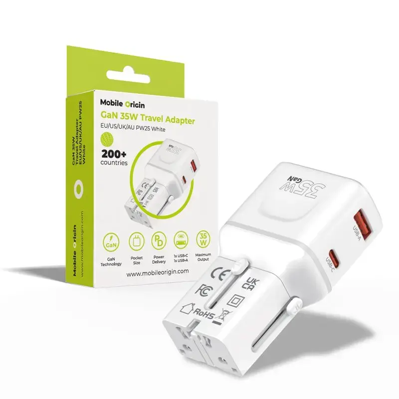 Mobile Origin 35W Travel Adapter, EU/US/UK/AU