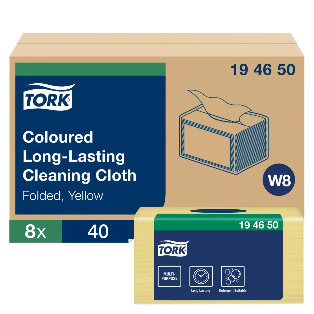 Lupatiņas TORK PREMIUM W8 sistēmai,izmēri: 38 x 30 cm., 40gab./iepak., dzeltenā krāsā