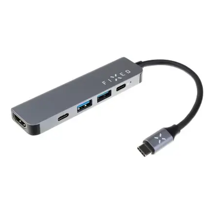 Fixed  5-port USB-C HUB Mini for laptops and tablets  FIXHU-MN-GR  Gray