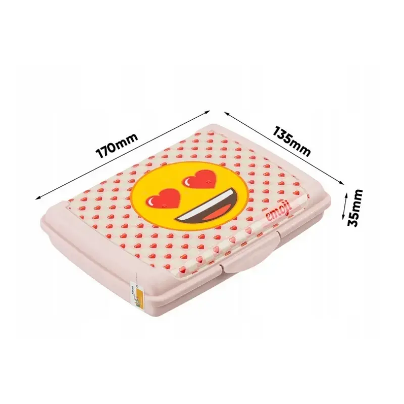 Pārtikas uzglabāšanas trauks deco-click-box mini 0,5L Carla "Emoji Hearts" 17x13x3,5cm rozā