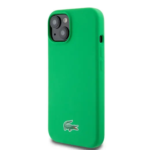 Lacoste Liquid Silicone Microfiber Croc Logo чехол с поддержкой MagSafe для телефона iPhone 15 зеленый