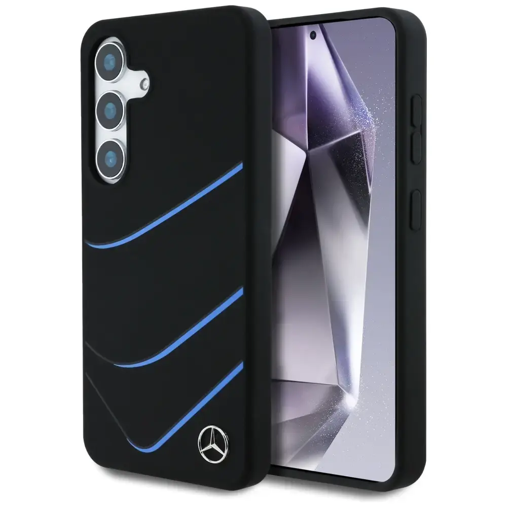 Etui Mercedes Silicone Contrasted Curves  MagSafe do Samsung Galaxy S25 czarny
