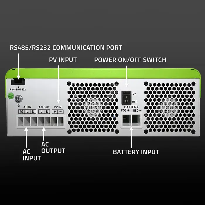 Qoltec Hybrid Solar Inverter Off-Grid 3500W | 100A | 24V| MPPT | BMS |  AGM GEL LiFePO4 | Wi-Fi option | Sinus | Power factor 1.0